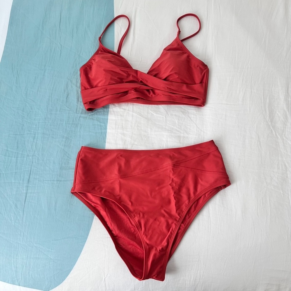 Cupshe Burnt Orange Twist top and High Waisted Bikini size XL